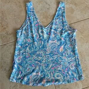 Lilly Pulitzer Blue and Pink Paisley Top